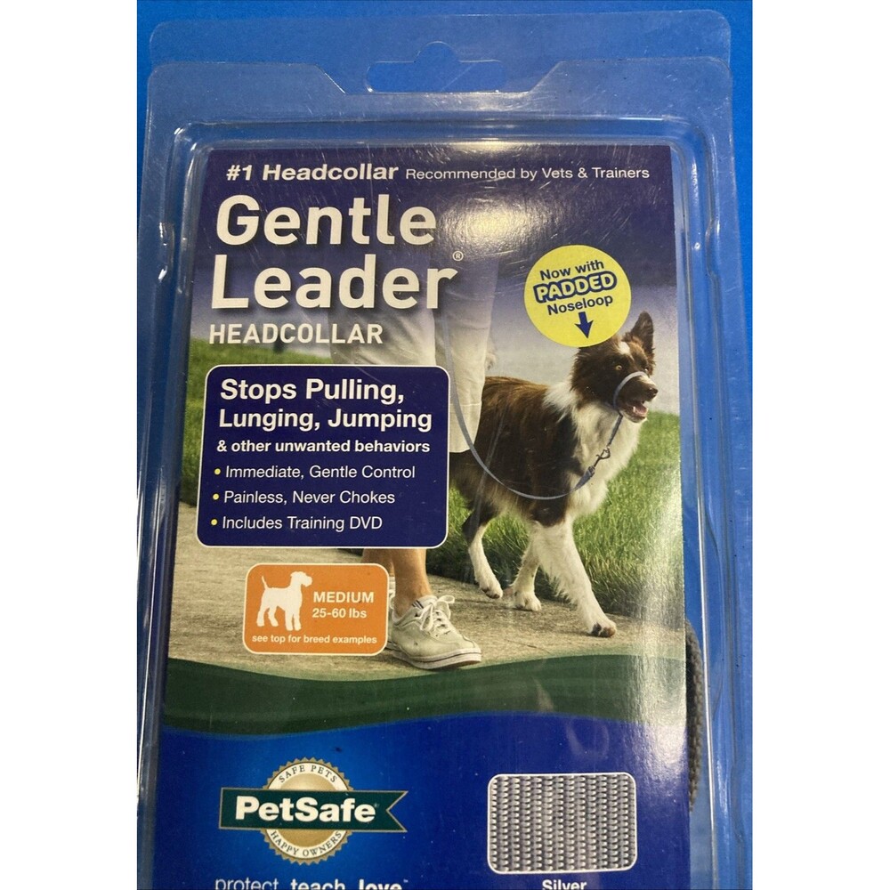 PetSafe Dog Head Collar Gentle Leader Quick Release Medium Silver